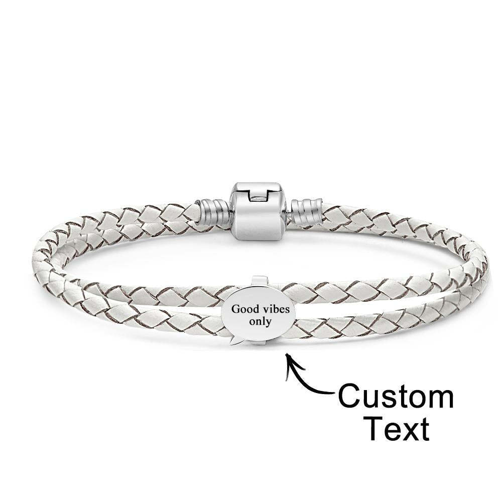 Bracelet En Cuir Gravable Accessoires De Bulle De Dialogue Personnalisés Cadeaux De Bijoux Pour Elle - votrecollierprenomfr