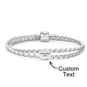 Bracelet En Cuir Gravable Accessoires De Bulle De Dialogue Personnalisés Cadeaux De Bijoux Pour Elle - votrecollierprenomfr