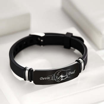 Bracelet Gravé Pour Hommes, Personnalisé, Cadeau De Fête Des Pères Pour Papa, Bracelet Personnalisé