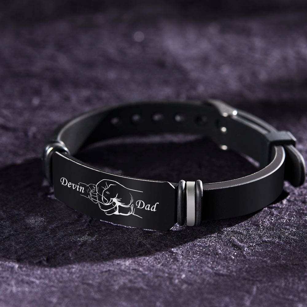 Bracelet Gravé Pour Hommes, Personnalisé, Cadeau De Fête Des Pères Pour Papa, Bracelet Personnalisé