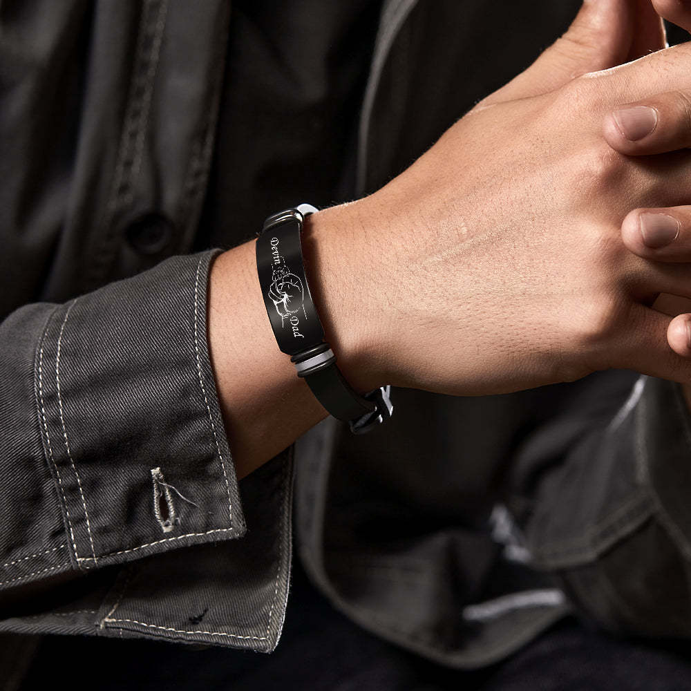 Bracelet Gravé Pour Hommes, Personnalisé, Cadeau De Fête Des Pères Pour Papa, Bracelet Personnalisé