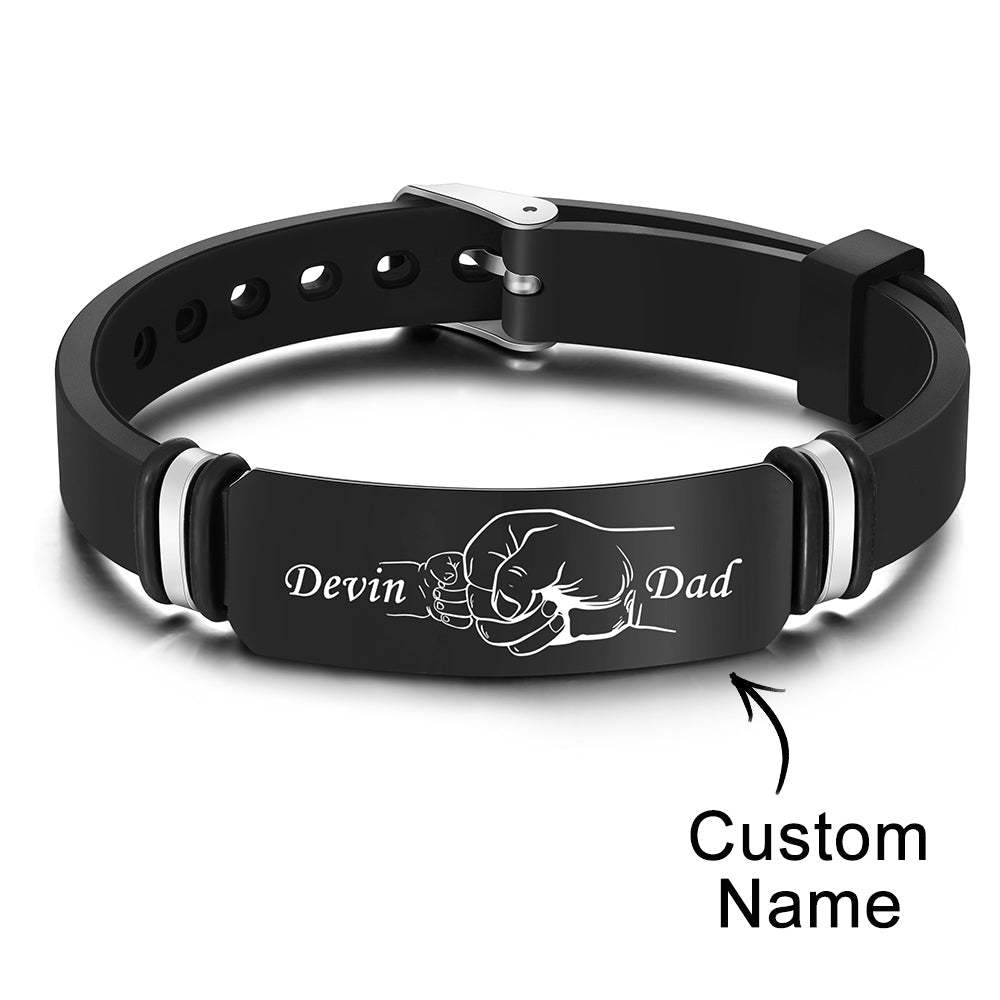 Bracelet Gravé Pour Hommes, Personnalisé, Cadeau De Fête Des Pères Pour Papa, Bracelet Personnalisé