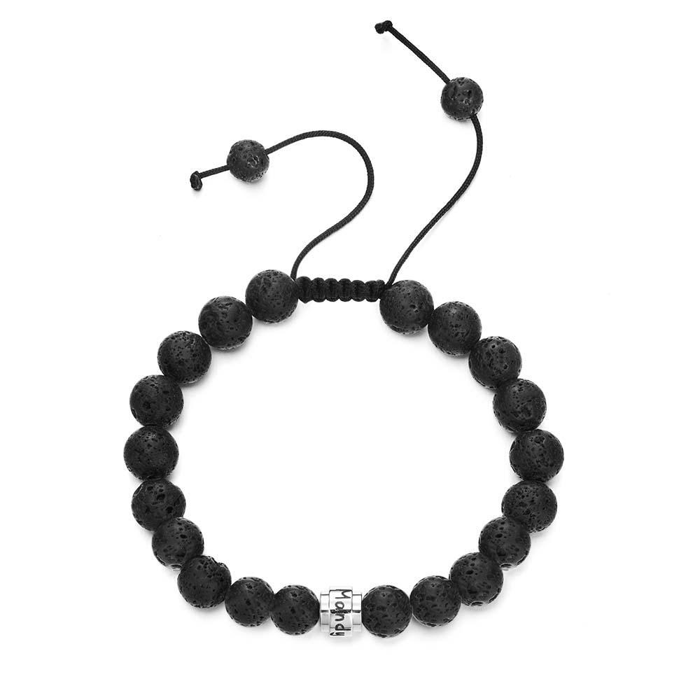 Pierres De Lave Perles Personnalisées Bracelet Perlé Pour Homme Meilleur Cadeau Pour Bff - votrecollierprenomfr