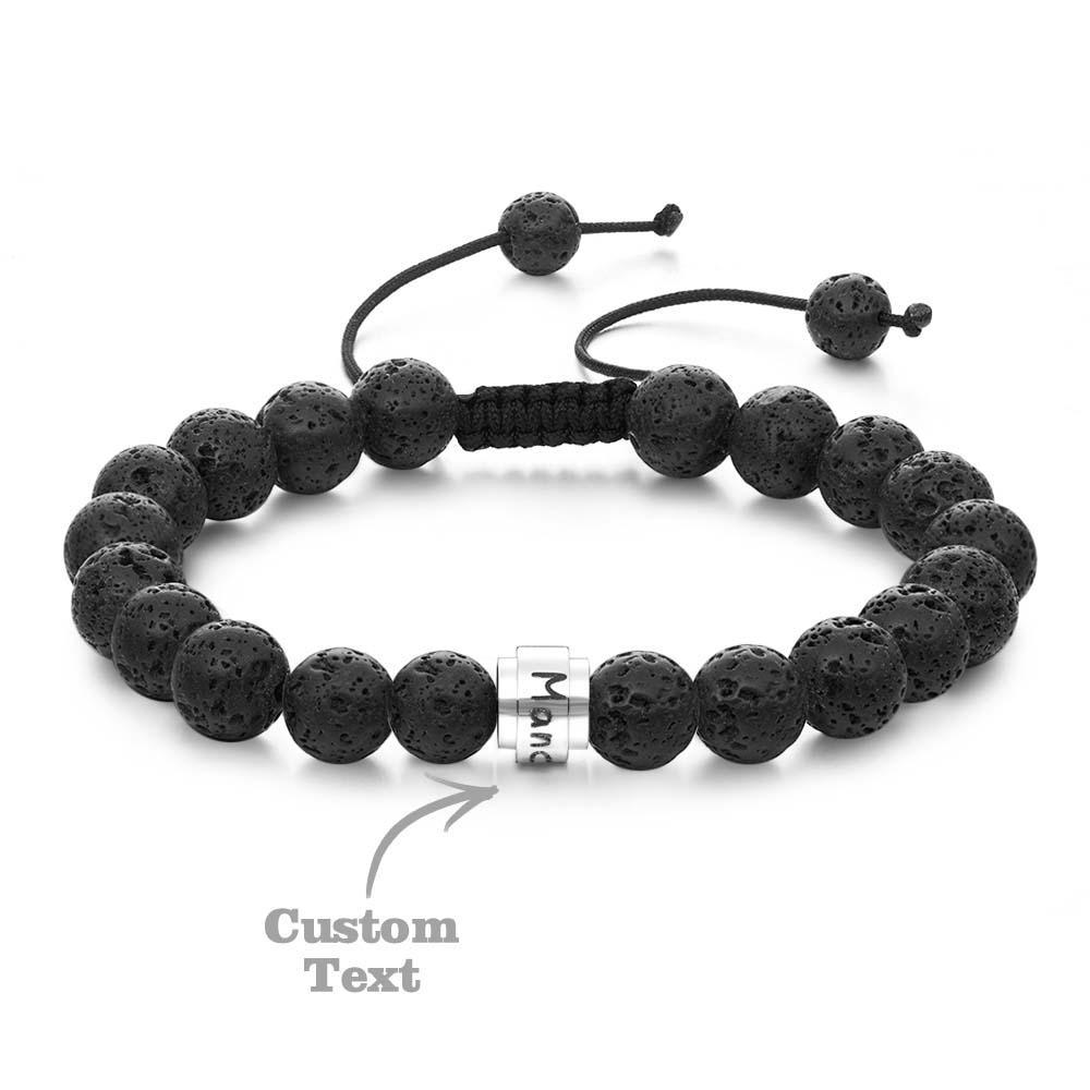 Pierres De Lave Perles Personnalisées Bracelet Perlé Pour Homme Meilleur Cadeau Pour Bff - votrecollierprenomfr