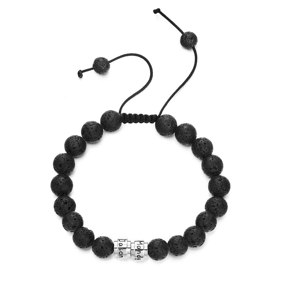 Pierres De Lave Perles Personnalisées Bracelet Perlé Pour Homme Meilleur Cadeau Pour Bff - votrecollierprenomfr