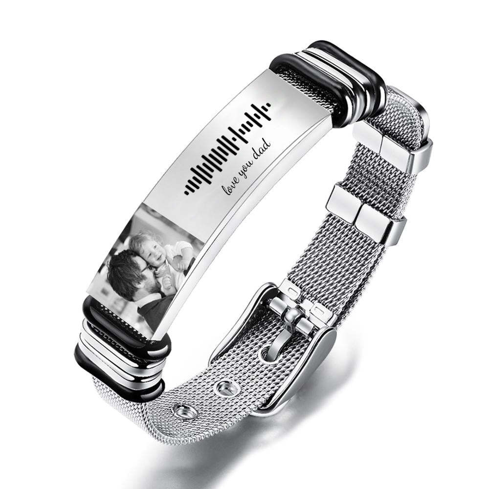 Bracelet De Code Musical Personnalisé Avec Votre Photo Cadeau Parfait Pour Lui Cadeau De Fête Des Pères - votrecollierprenomfr