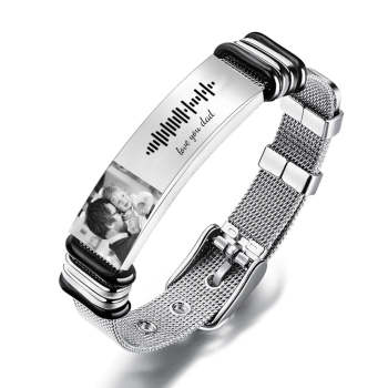 Bracelet De Code Musical Personnalisé Avec Votre Photo Cadeau Parfait Pour Lui Cadeau De Fête Des Pères - votrecollierprenomfr
