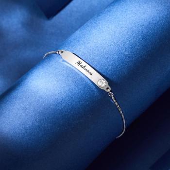 Bracelet Personnalisé Gravé Nom Bracelet Simple Strass Cadeaux - votrecollierprenomfr