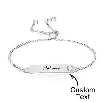 Bracelet Personnalisé Gravé Nom Bracelet Simple Strass Cadeaux - votrecollierprenomfr