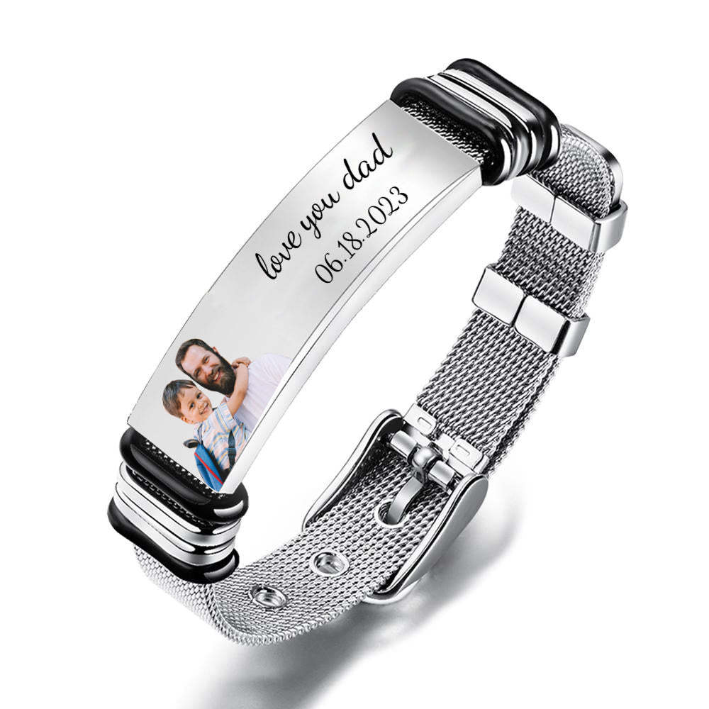 Bracelet En Acier Inoxydable Pour Homme Personnalisé Save The Special Day Anniversary Gift For Dad - votrecollierprenomfr