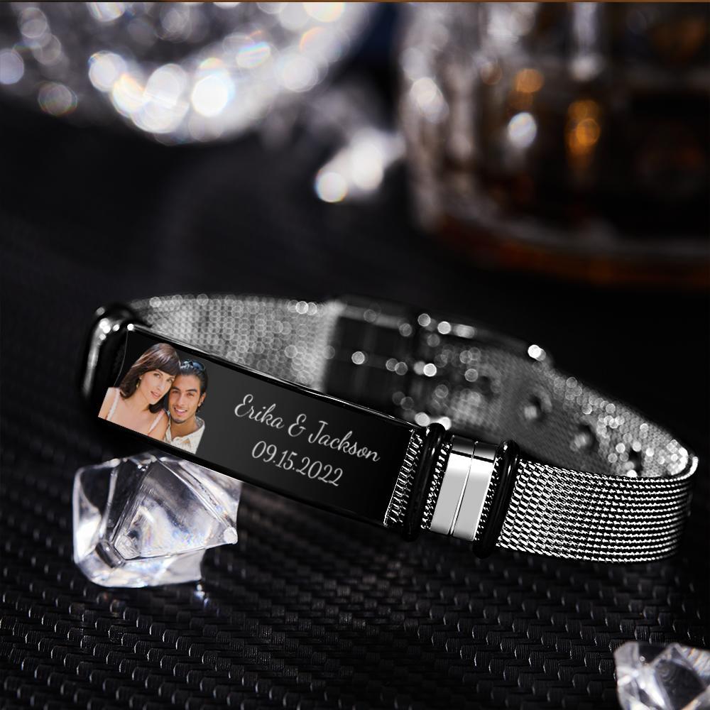 Bracelet En Acier Inoxydable Pour Homme Personnalisé Save The Special Day Anniversary Gift For Dad - votrecollierprenomfr