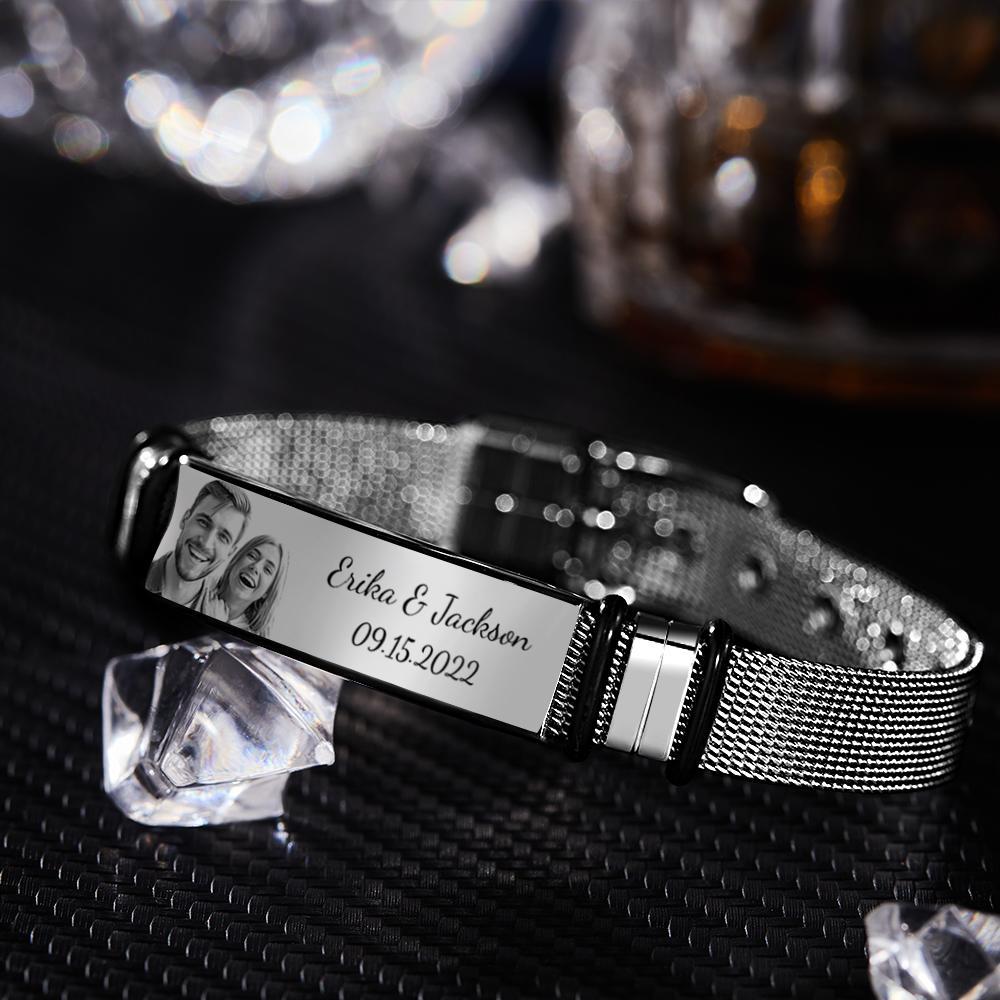 Bracelet En Acier Inoxydable Pour Homme Personnalisé Save The Special Day Anniversary Gift For Dad - votrecollierprenomfr