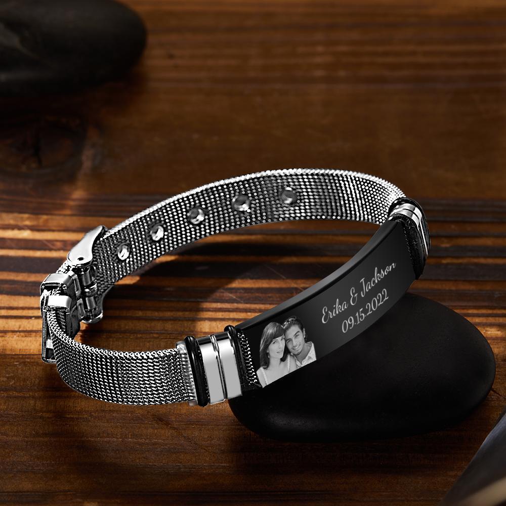 Bracelet En Acier Inoxydable Pour Homme Personnalisé Save The Special Day Anniversary Gift For Dad - votrecollierprenomfr