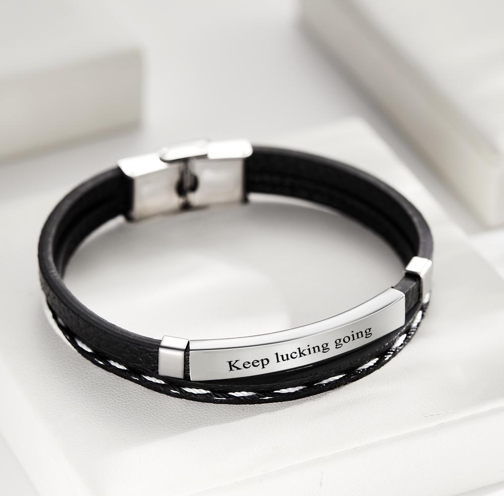 Bracelet Gravé Personnalisé Cadeaux De Couples En Cuir Punk Créatifs - votrecollierprenomfr