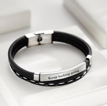 Bracelet Gravé Personnalisé Cadeaux De Couples En Cuir Punk Créatifs - votrecollierprenomfr