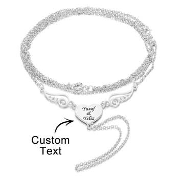 Bracelet Gravé Personnalisé Bracelet Ailes En Forme De Coeur Cadeau Unique Pour Femme - votrecollierprenomfr