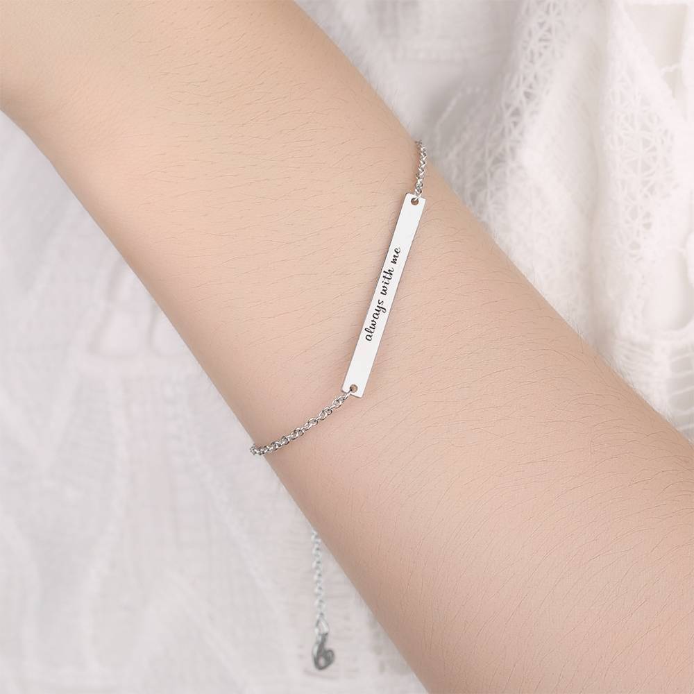 Custom Bar Engraved Bracelet Silver