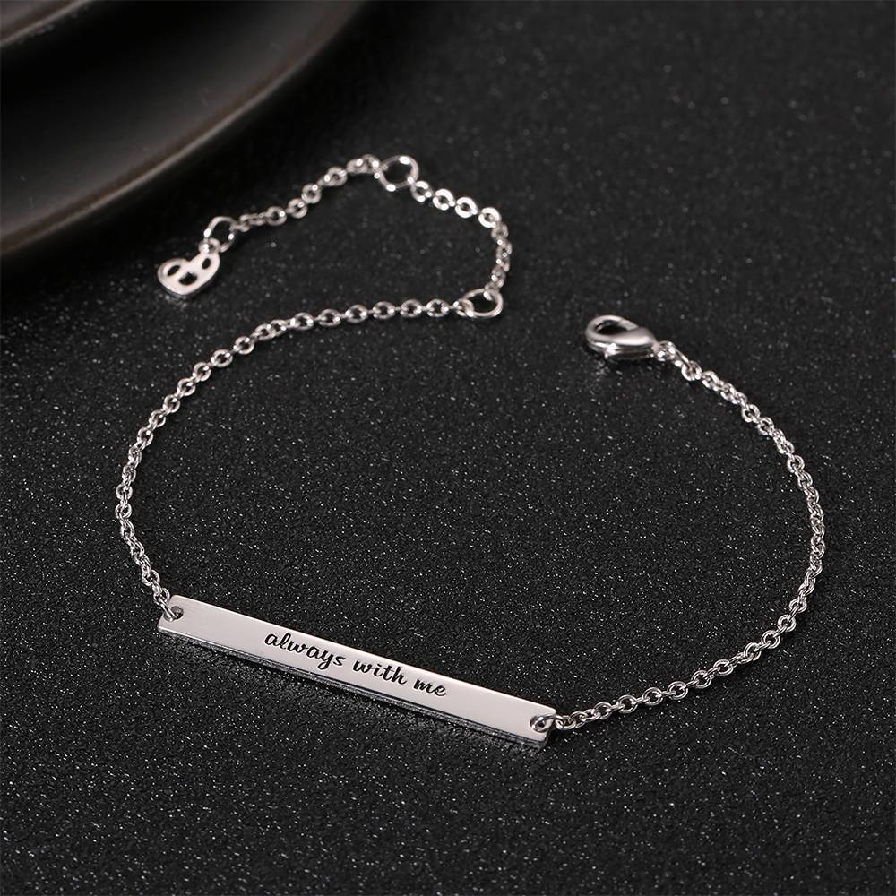 Custom Bar Engraved Bracelet Silver