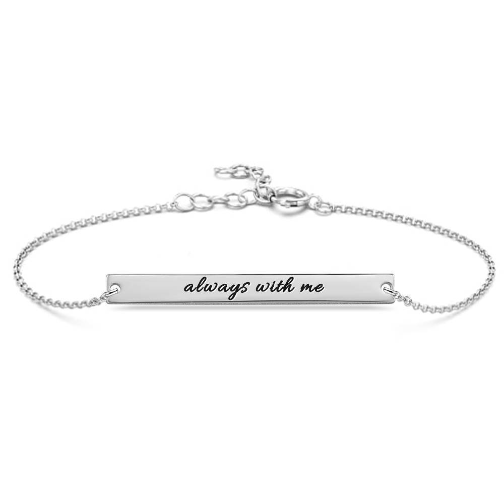 Custom Bar Engraved Bracelet Silver
