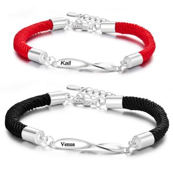 Ensemble De Bracelets De Corde Gravés Personnalisés Bracelet Exquis Pour Les Couples - votrecollierprenomfr