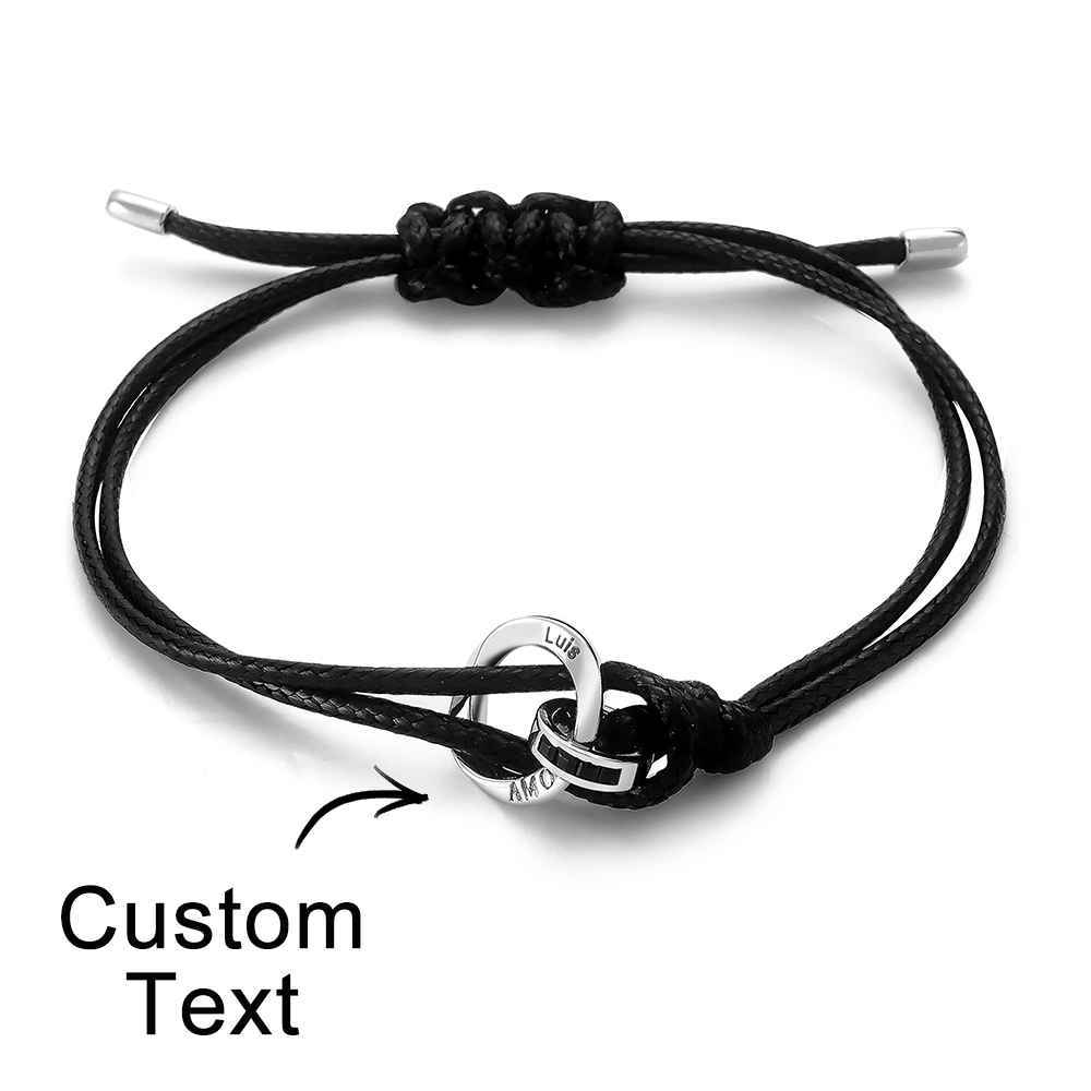 Bracelet De Couple Élégant Bracelet Tressé Personnalisé Gravé Cadeaux De La Saint-valentin - votrecollierprenomfr