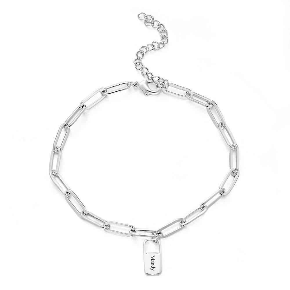 Bracelet À Maillons De Chaîne Rory Avec 1 À 6 Breloques Bracelet De Noms De Famille Personnalisés - votrecollierprenomfr