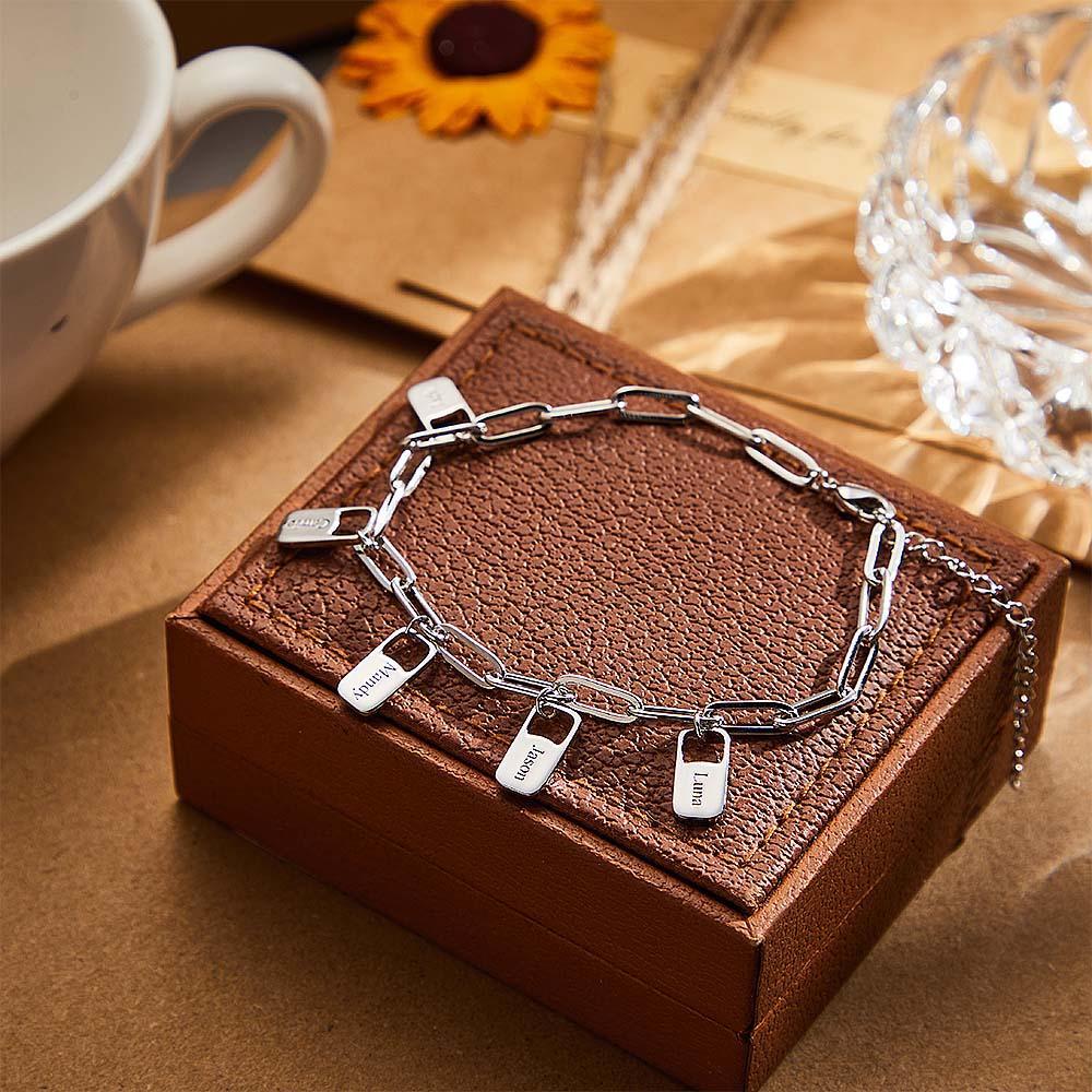 Bracelet À Maillons De Chaîne Rory Avec 1 À 6 Breloques Bracelet De Noms De Famille Personnalisés - votrecollierprenomfr