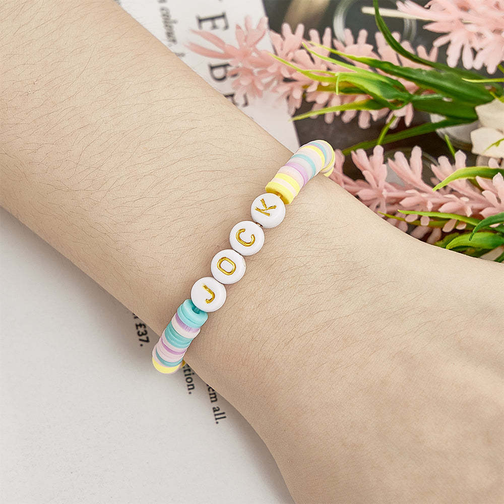 Bracelet De Perles Personnalisé Avec Nom, Cadeau Pour Amis - votrecollierprenomfr
