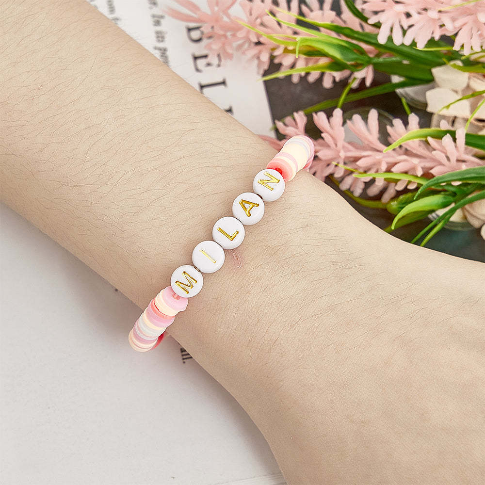 Bracelet De Perles Personnalisé Avec Nom, Cadeau Pour Amis - votrecollierprenomfr