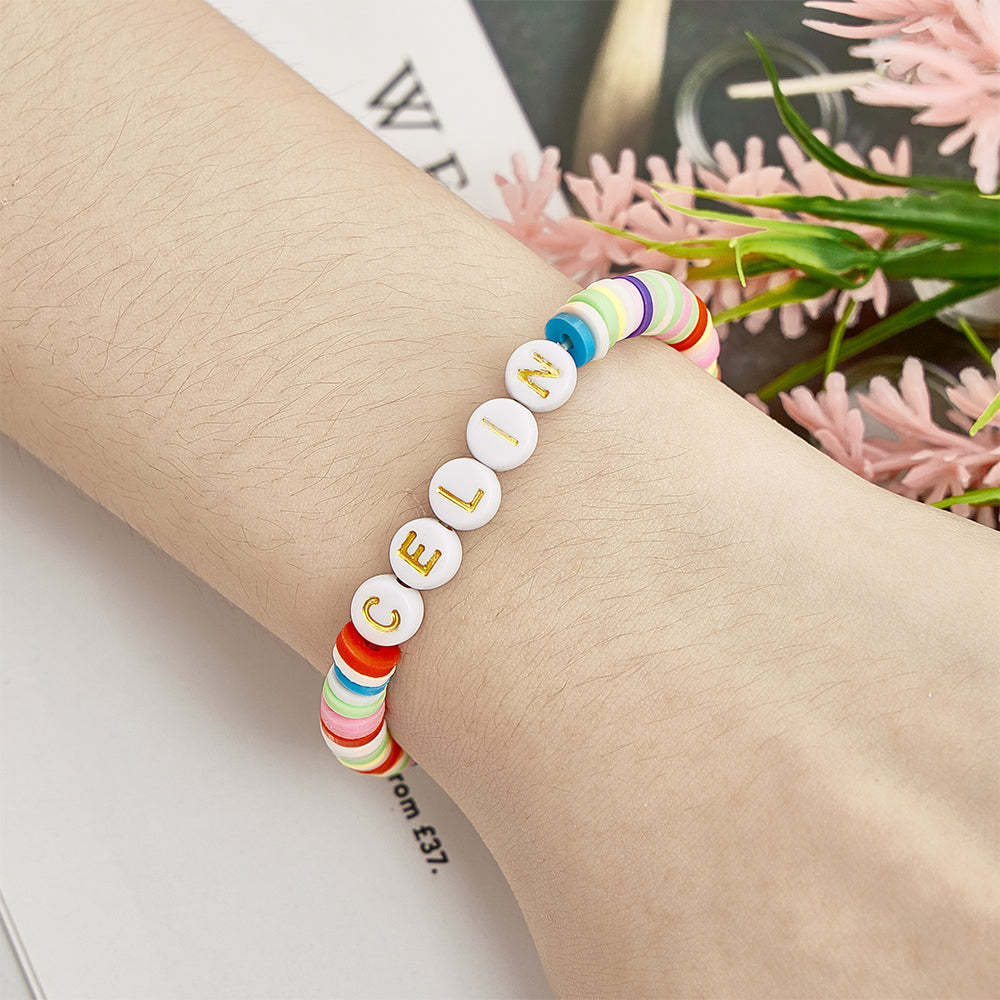 Bracelet De Perles Personnalisé Avec Nom, Cadeau Pour Amis - votrecollierprenomfr
