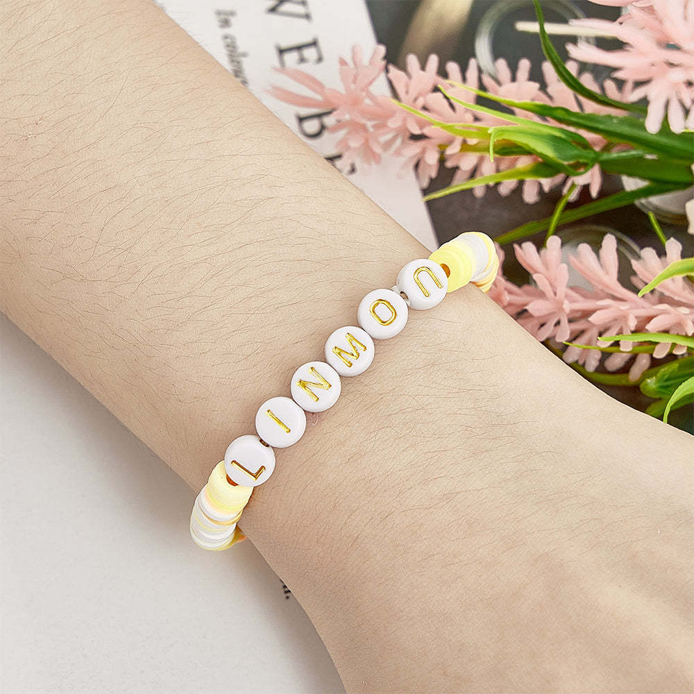 Bracelet De Perles Personnalisé Avec Nom, Cadeau Pour Amis - votrecollierprenomfr