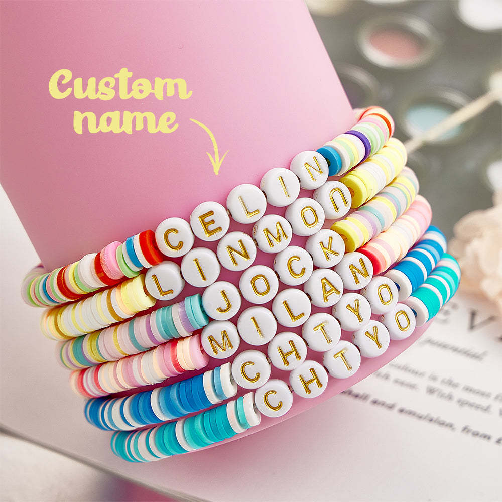 Bracelet De Perles Personnalisé Avec Nom, Cadeau Pour Amis - votrecollierprenomfr