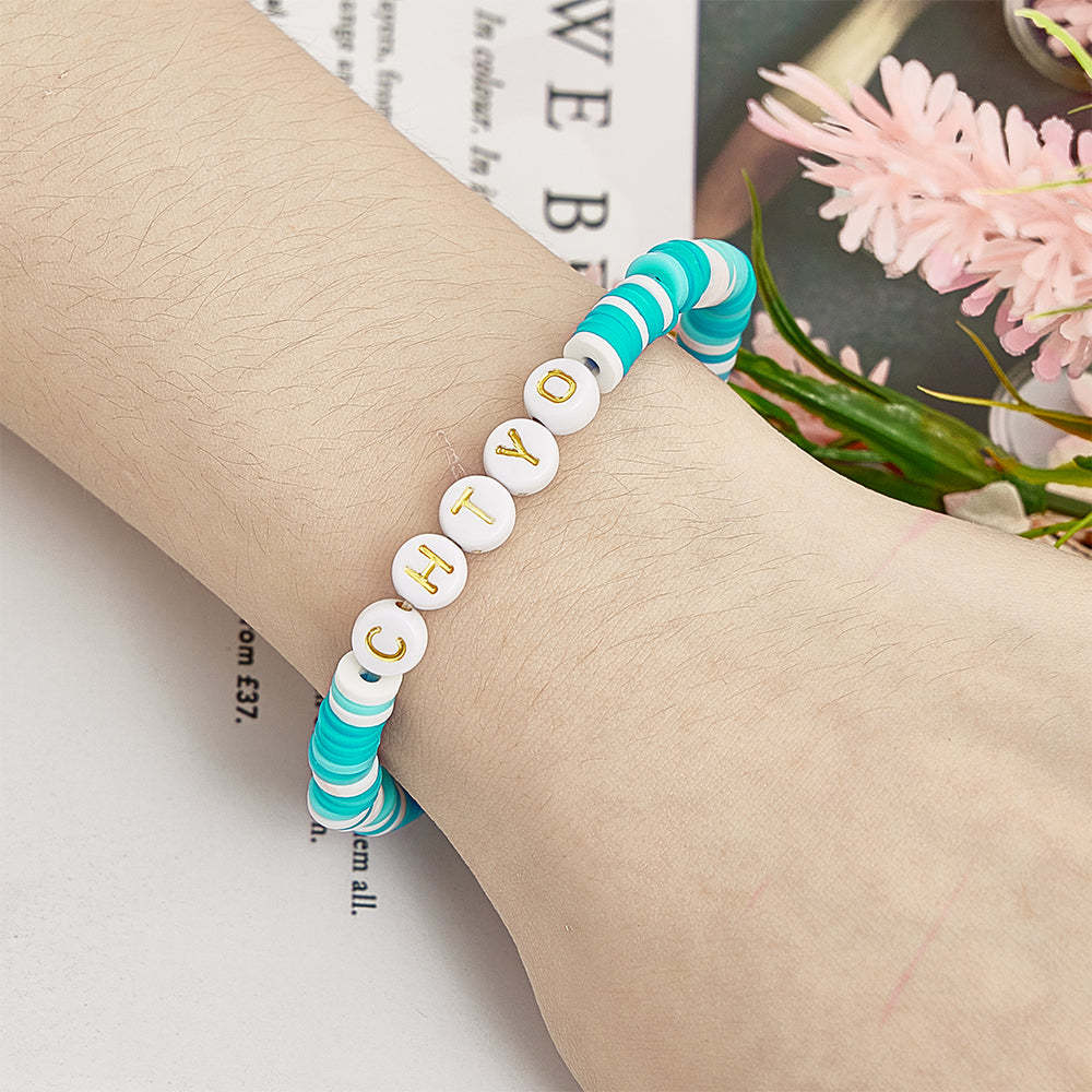 Bracelet De Perles Personnalisé Avec Nom, Cadeau Pour Amis - votrecollierprenomfr