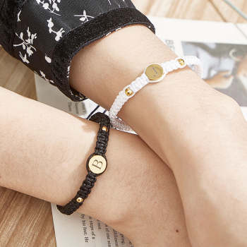 Bracelets De Couple Personnalisés, Bracelets Assortis Pour Couples, Gravure, Corde Tressée, Poignet, Cadeau Pour Amoureux - votrecollierprenomfr