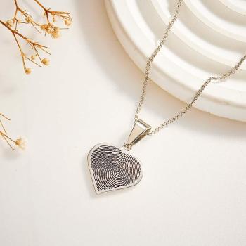 Collier Personnalisé À Empreintes Digitales, Texte Personnalisé, Bijoux À Empreintes Digitales, Cadeaux Commémoratifs - votrecollierprenomfr