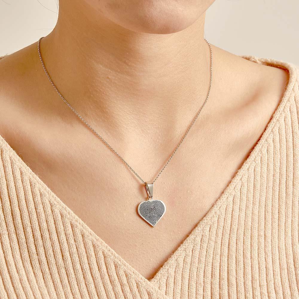 Collier Personnalisé À Empreintes Digitales, Texte Personnalisé, Bijoux À Empreintes Digitales, Cadeaux Commémoratifs - votrecollierprenomfr
