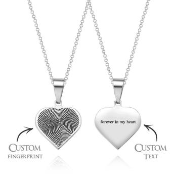 Collier Personnalisé À Empreintes Digitales, Texte Personnalisé, Bijoux À Empreintes Digitales, Cadeaux Commémoratifs - votrecollierprenomfr