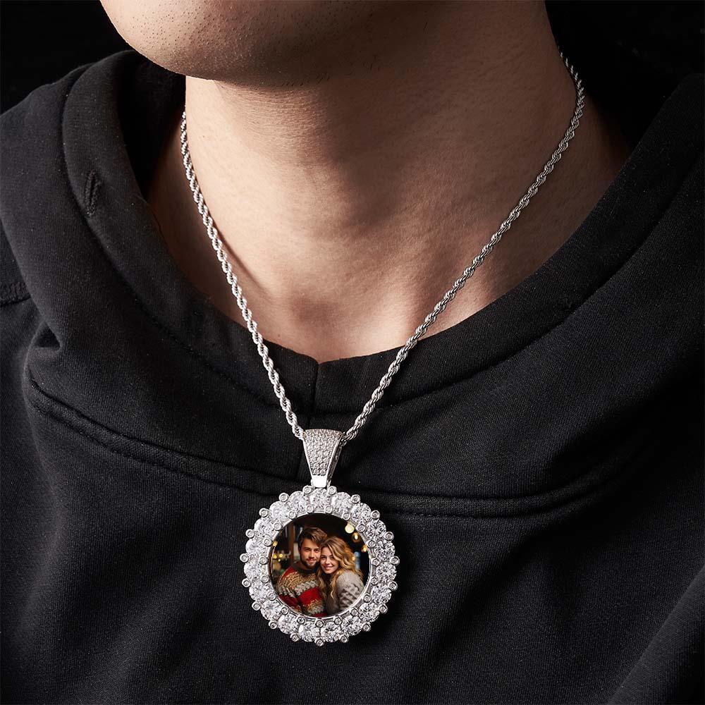 Collier Photo Hip Hop Exagéré, Pendentif Glacé, Bijoux Cadeaux Pour Hommes - votrecollierprenomfr