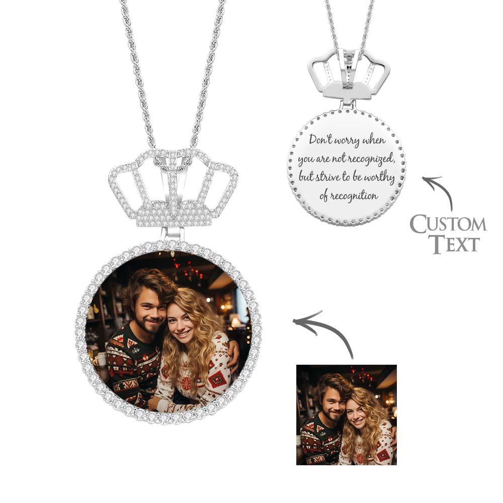 Collier Photo Hip Hop Avec Pendentif Couronne Roi, Bijoux Cadeaux Pour Hommes - votrecollierprenomfr