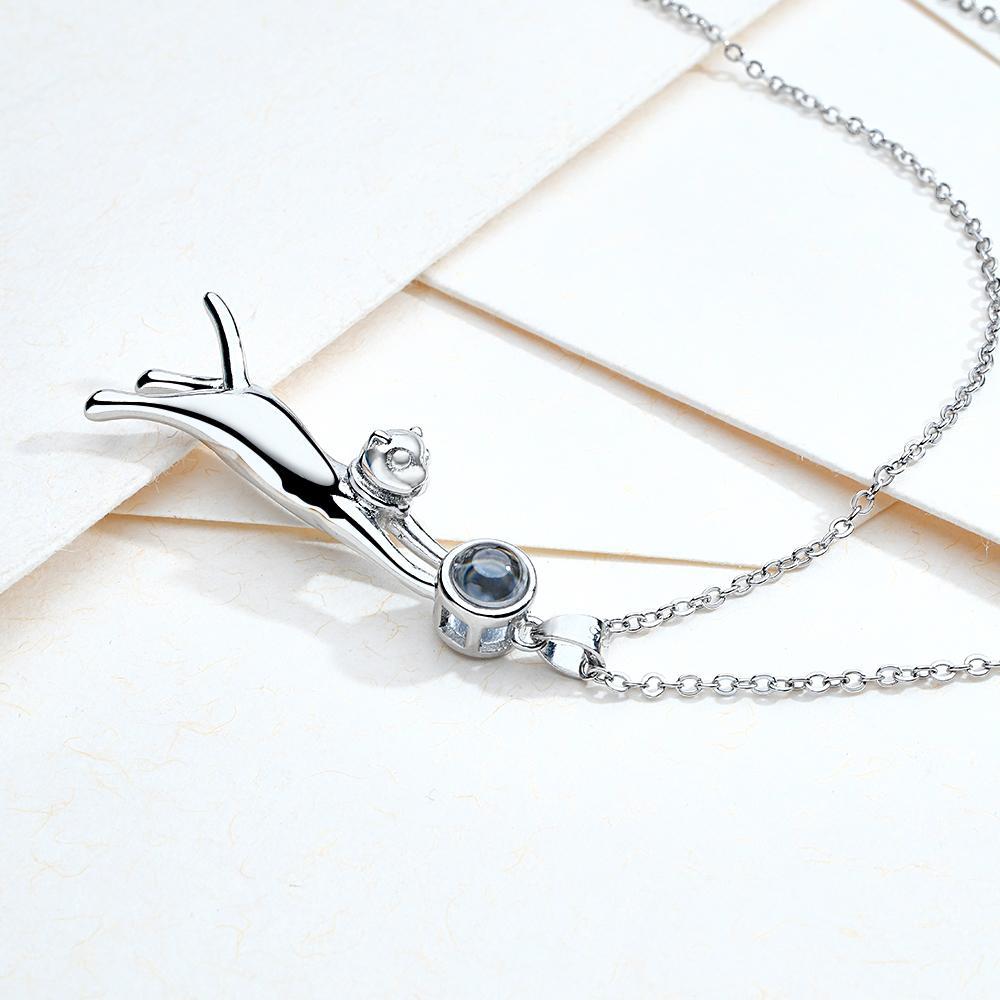 Collier De Projection Personnalisé Cadeau De Chat Cuate Pour Elle - votrecollierprenomfr