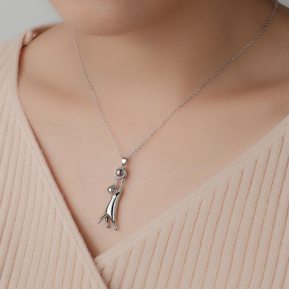Collier De Projection Personnalisé Cadeau De Chat Cuate Pour Elle - votrecollierprenomfr