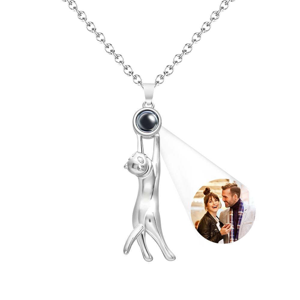 Collier De Projection Personnalisé Cadeau De Chat Cuate Pour Elle - votrecollierprenomfr