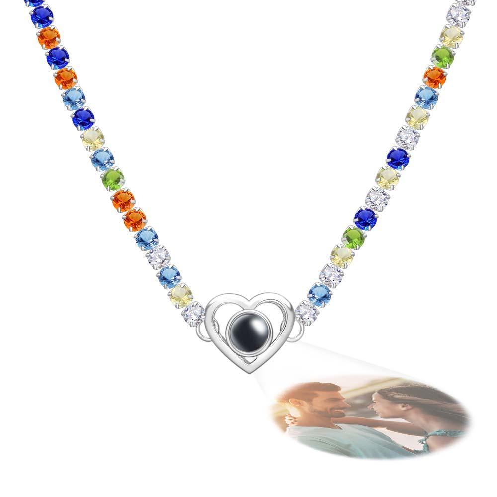 Collier De Projection Personnalisé Chaîne De Tennis Cadeau Coeur Pour Elle - votrecollierprenomfr