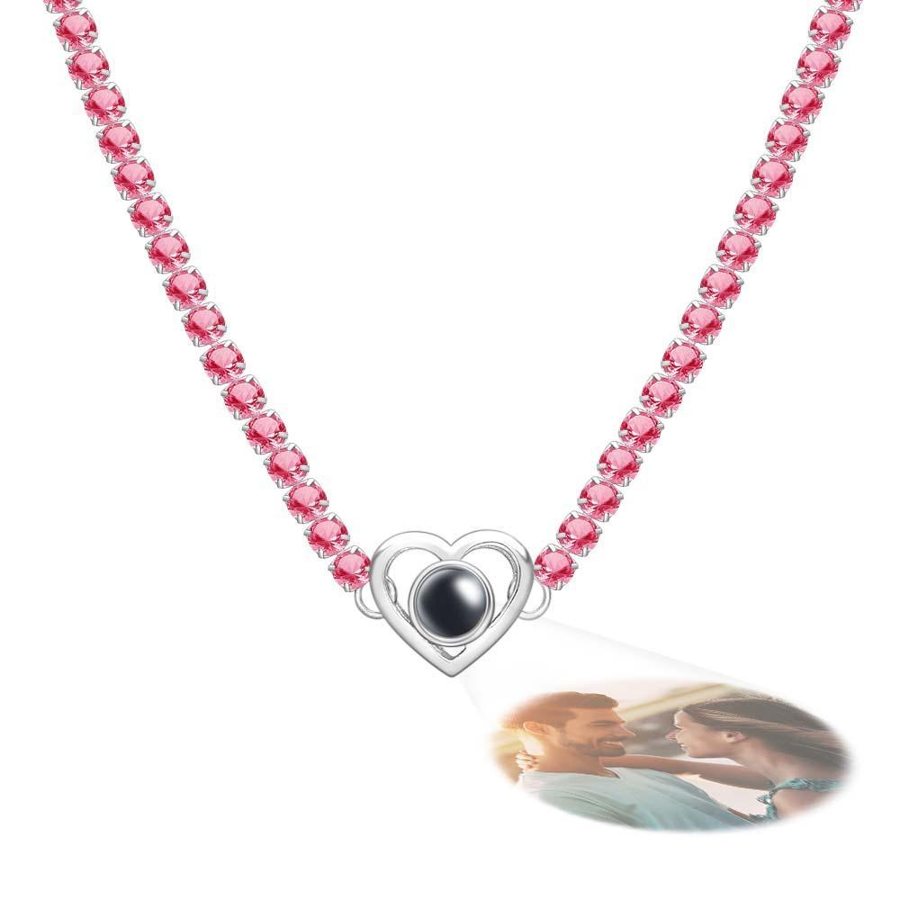 Collier De Projection Personnalisé Chaîne De Tennis Cadeau Coeur Pour Elle - votrecollierprenomfr