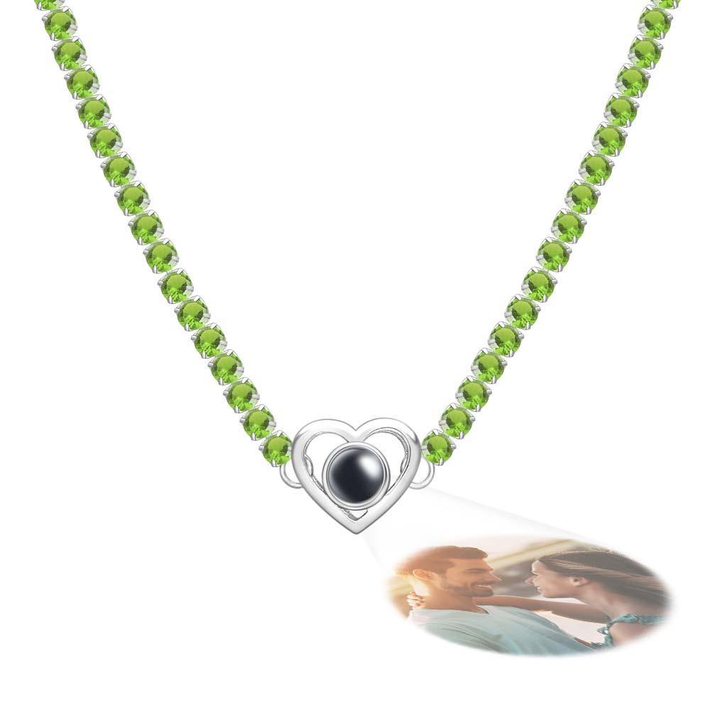 Collier De Projection Personnalisé Chaîne De Tennis Cadeau Coeur Pour Elle - votrecollierprenomfr