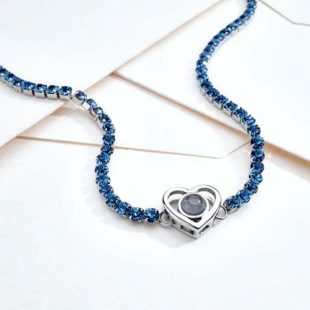 Collier De Projection Personnalisé Chaîne De Tennis Cadeau Coeur Pour Elle - votrecollierprenomfr