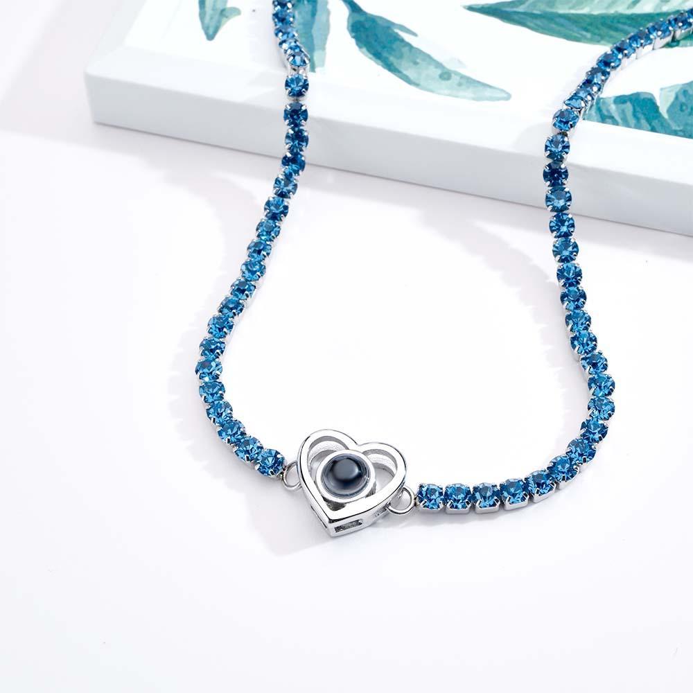 Collier De Projection Personnalisé Chaîne De Tennis Cadeau Coeur Pour Elle - votrecollierprenomfr