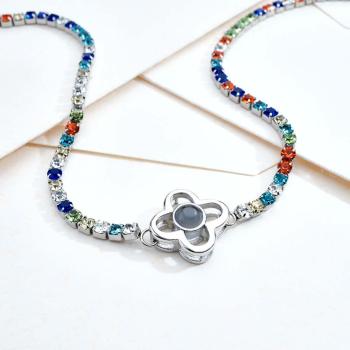Collier De Projection Personnalisé Chaîne De Tennis Trèfle À Quatre Feuilles Cadeau Pour Elle - votrecollierprenomfr