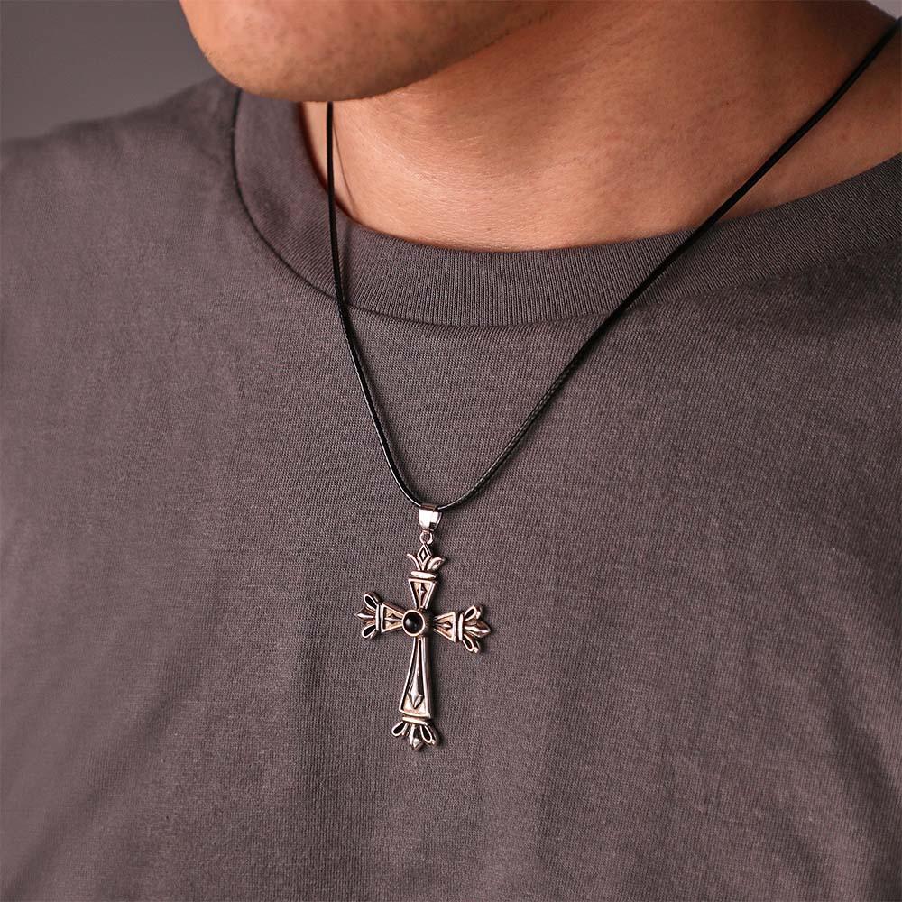 Collier Photo De Projection Personnalisé, Cadeau Créatif En Forme De Croix Pour Hommes - votrecollierprenomfr