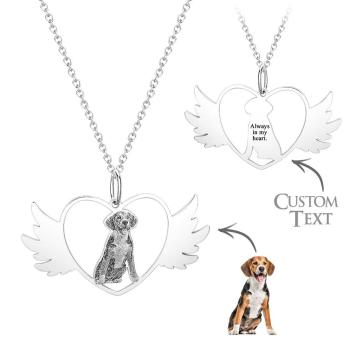 Collier Personnalisé Avec Photo Gravée, Ange, Animal De Compagnie, Cadeau Souvenir - votrecollierprenomfr
